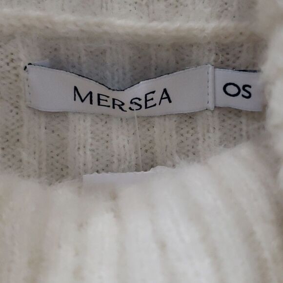 MerSea Sweater Womens OS The New Yorker Cowl Neck Cream Ribbed Knit Oversized - Picture 2 of 8